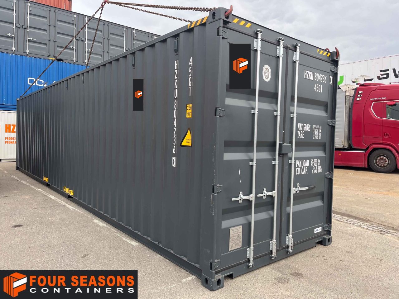 40’HC container for sale with free shipping throughout the Czech Republic one-trip and RAL 7016 color, 707 091-3 – Photo 2