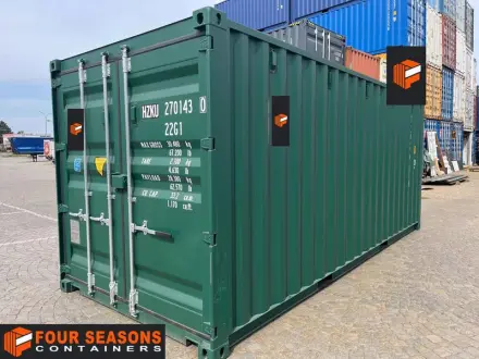 Shipping container 20′ RAL 6007 green, 274 677-4 – Los Angeles, CA, USA | Four Seasons Containers